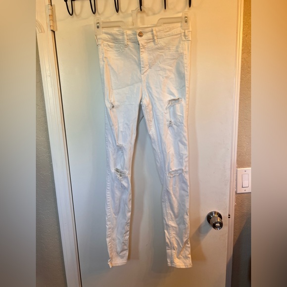 Hollister Size 5 Regular White Ripped Super Skinny Jeans Small - Picture 3 of 4